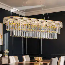 Siljoy - 36 Modern Crystal Chandelier, Large Chandeliers for Dining Room Living Room Kitchen Island Entryway - Gold
