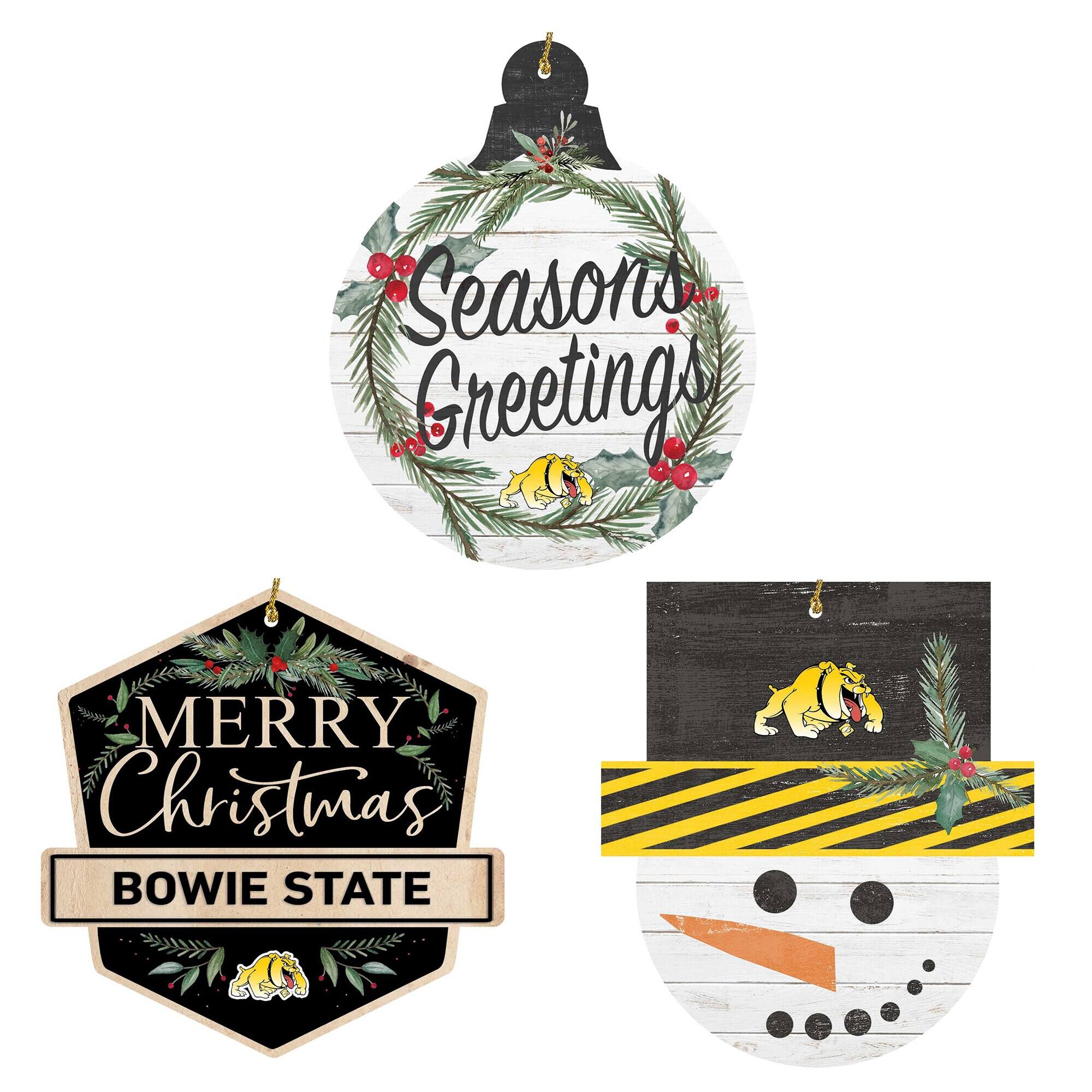 Jardine - Bowie State Bulldogs Ornament Bundle - White