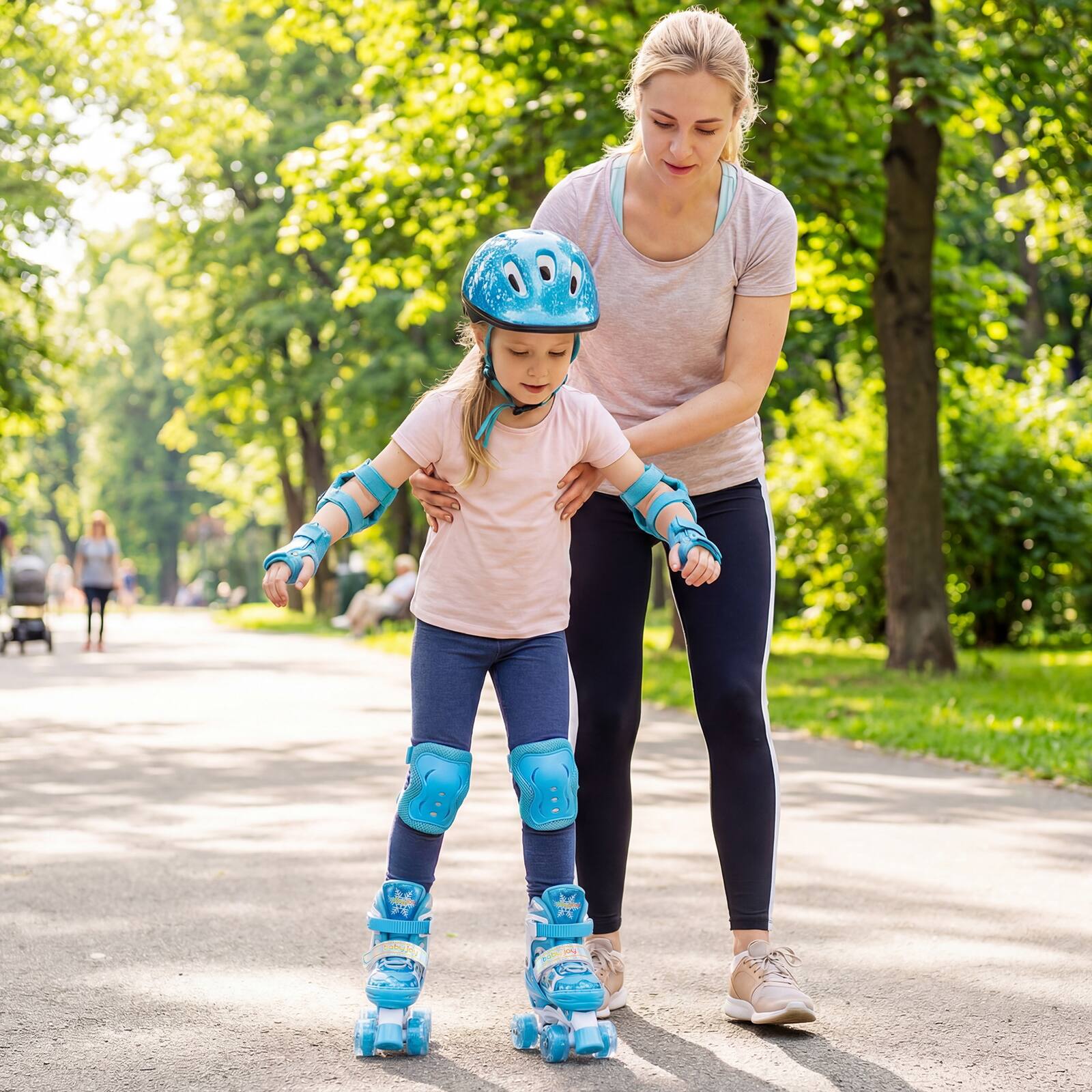 Alt View 3. Gymax - Gymax Kids Roller Skates 4 Sizes Adjustable Quad Skates w/Light-up Wheels for Sports Navy - Blue.