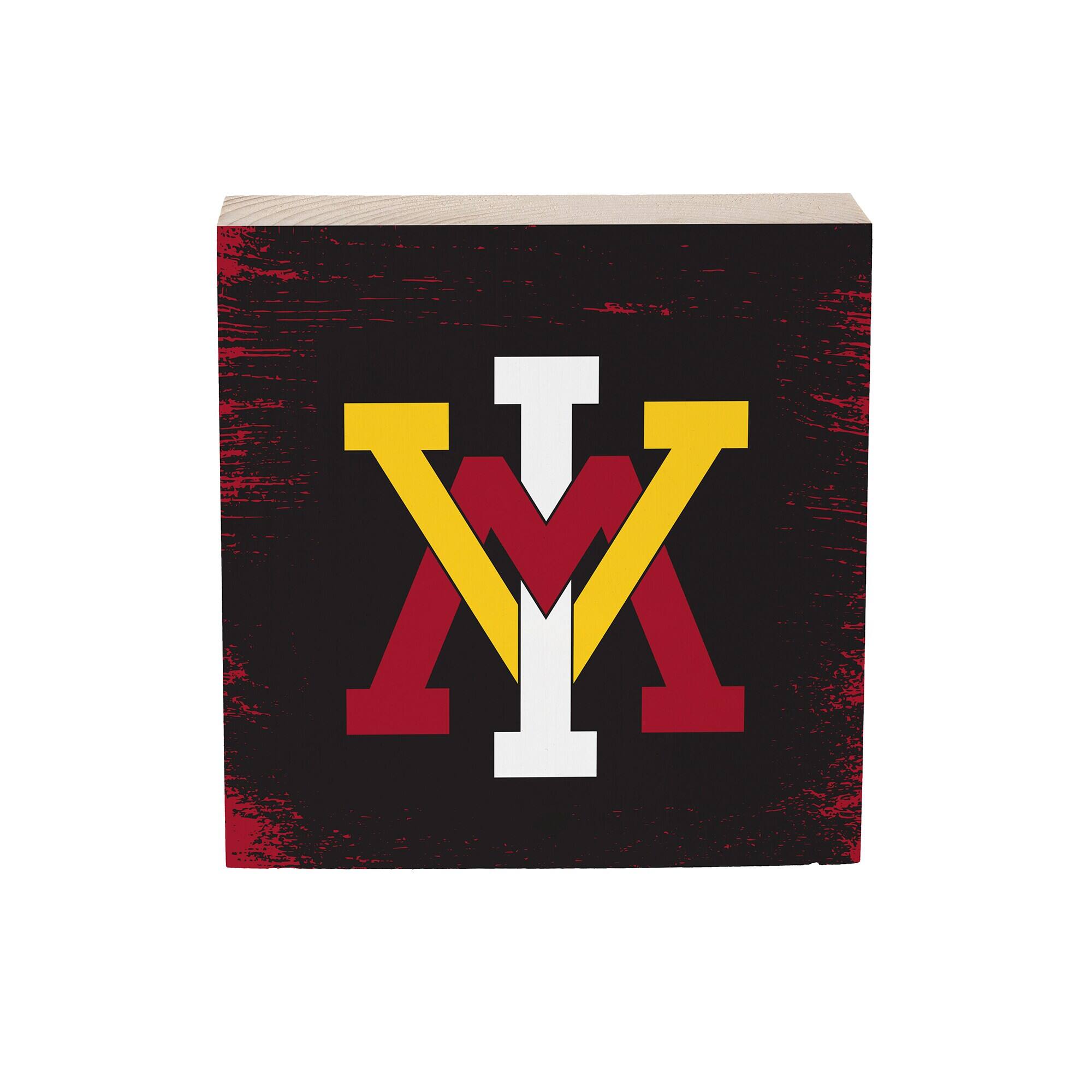 Front. Evergreen Enterprises - Virginia Military Institute Keydets 6" Square Fan Chant Wood Block Shelf Sign - Multicolor.
