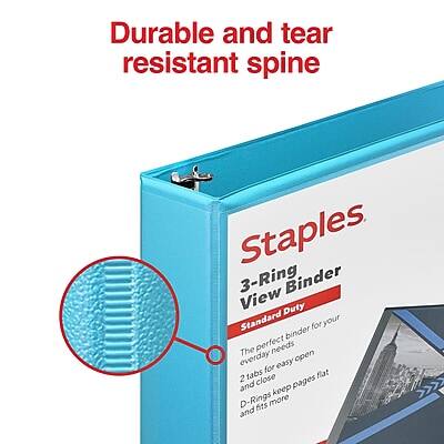 Durable and tear resistant spine

Staples
3-Ring Binder
View Binder
Standard Duty

This perfect binder for your everyday needs
2 tabs to keep pages flat and close
D-Rings to keep pages flat and fits more