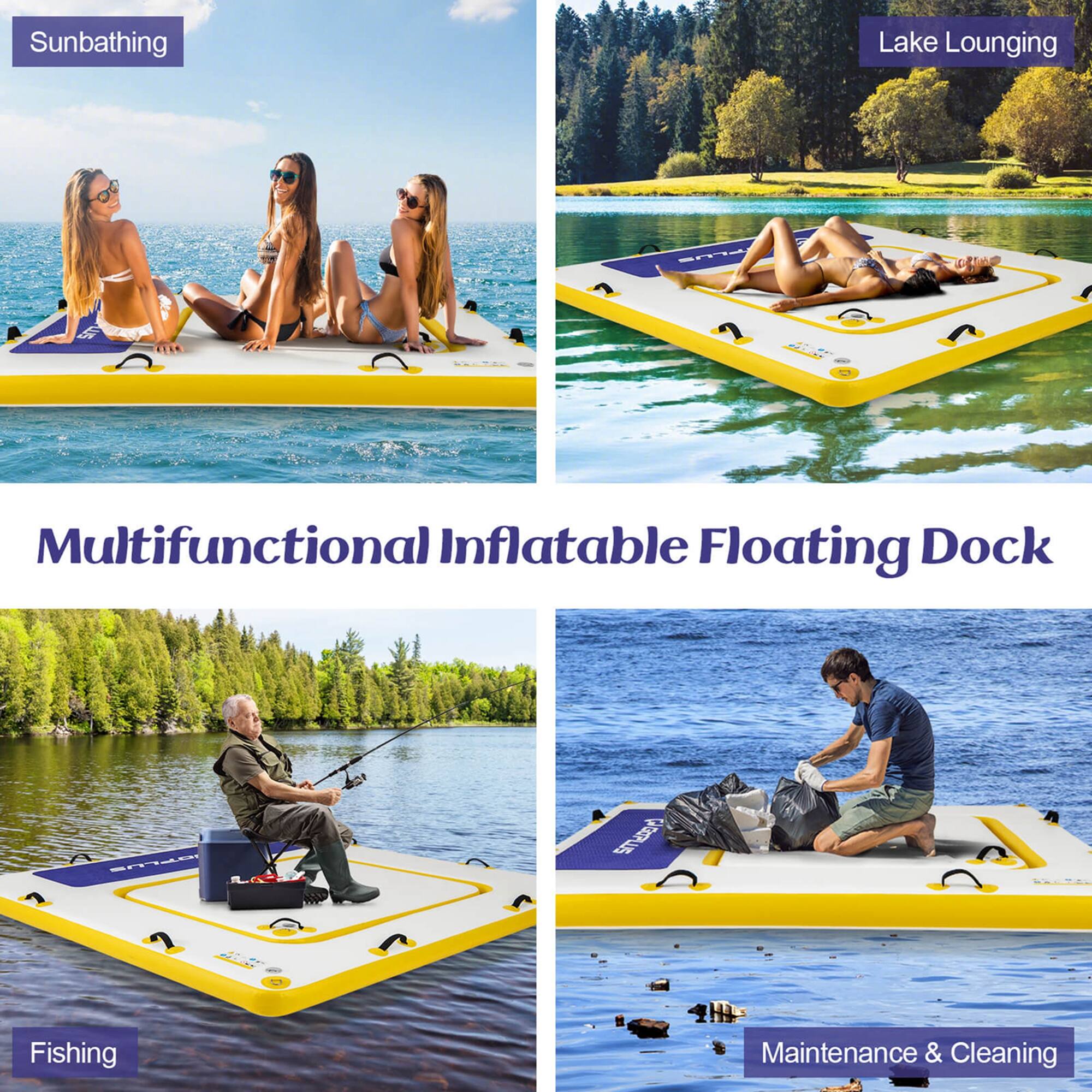 Sunbathing, Lake Lounging, Fishing, Maintenance & Cleaning - Multifunctional Inflatable Floating Dock SH4O L smd