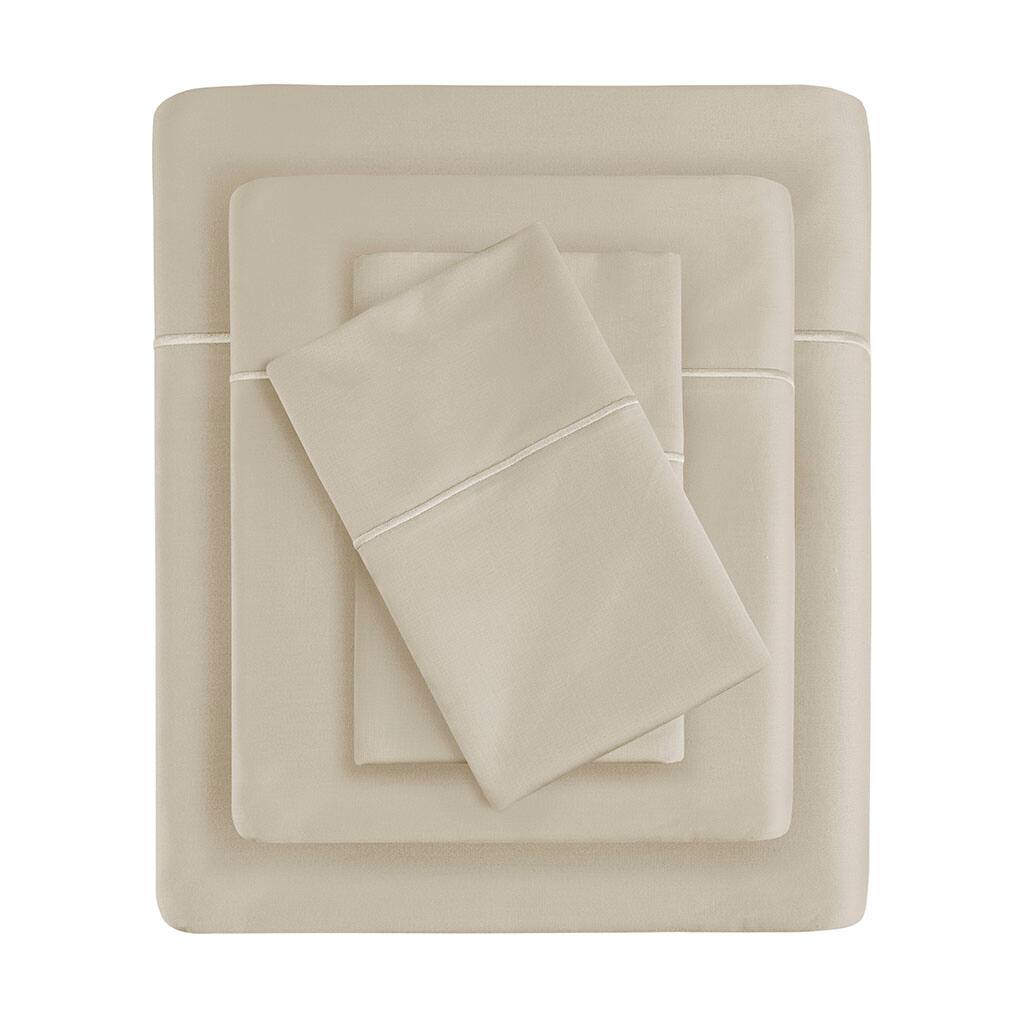 Gracie Mills - Noelia 600 Thread Count Cotton Sheet Set - Sand - Thumbnail 2