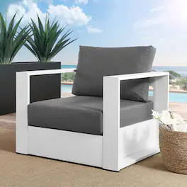 Tahoe Outdoor Patio Powder-Coated Aluminum Armchair by Modway - White Charcoal