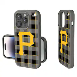 Keyscaper - MLB - Pittsburgh Pirates Plaid Soft Touch iPhone Case - 14 - Gray