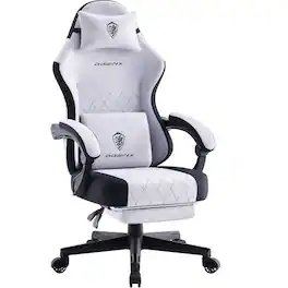Dowinx - Fabric Gaming Chair, Ergonomic Computer Chair with Footrest and Pocket Spring Cushion, Height Adjustable - Gray