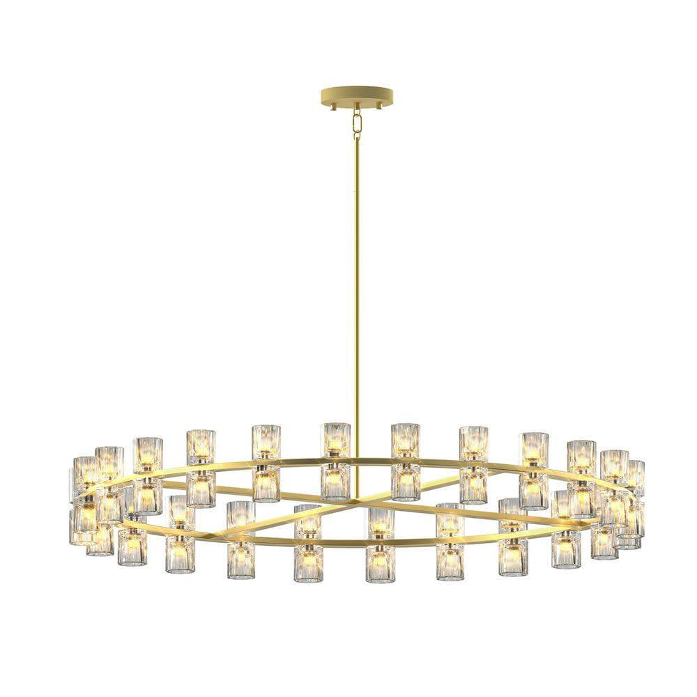 Left. Kadyn - 48 Inches Luxury Chandeliers Crystal Living Room Decorative Lights Simple Modern Dining Room LED Lighting, Gold - Gold.