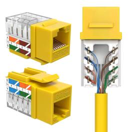 Cables Direct Online - Cat5e 45° Angled RJ45 Keystone Jack, 8P8C 110 Punch-Down, Gold-Plated Contacts, 1Gbps, ANSI/TIA Compliant - Yellow