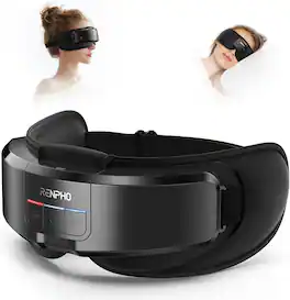 Renpho - 2-IN-1 Heated Eye Massager & Eye Mask, 3 Massage Modes 2 Air Pressure for Relaxation and Eye Comfort, Gift for Women Men - Black