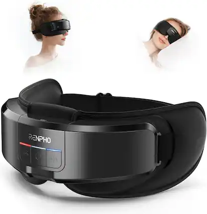 Front. Renpho - 2-IN-1 Heated Eye Massager & Eye Mask, 3 Massage Modes 2 Air Pressure for Relaxation and Eye Comfort, Gift for Women Men - Black.