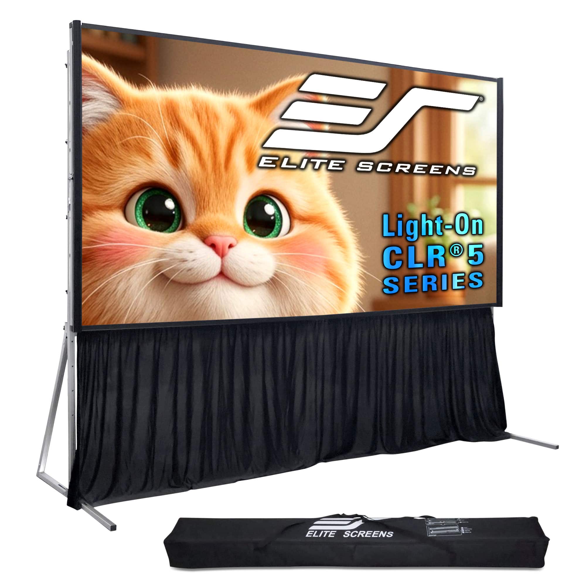 Elite Screens - 124" Diag, 16:9,Portable Ceiling/Ambient Light Rejecting Ultra-Short Throw Projector Screen, Height-Adjustable,Carry Bag - Gray