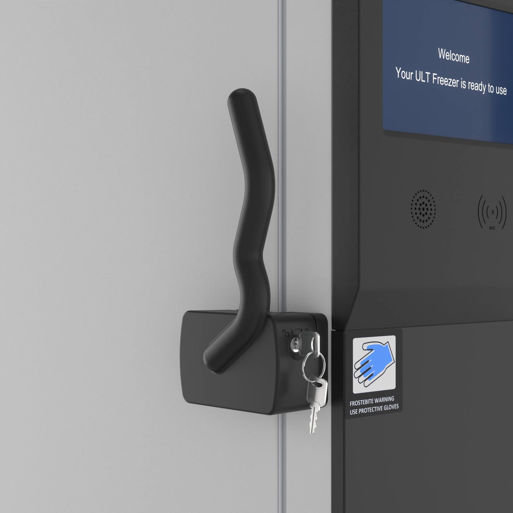 Welcome  
Your ULT Freezer is ready to use  

NFC  

FROSTBITE WARNING  
USE PROTECTIVE GLOVES