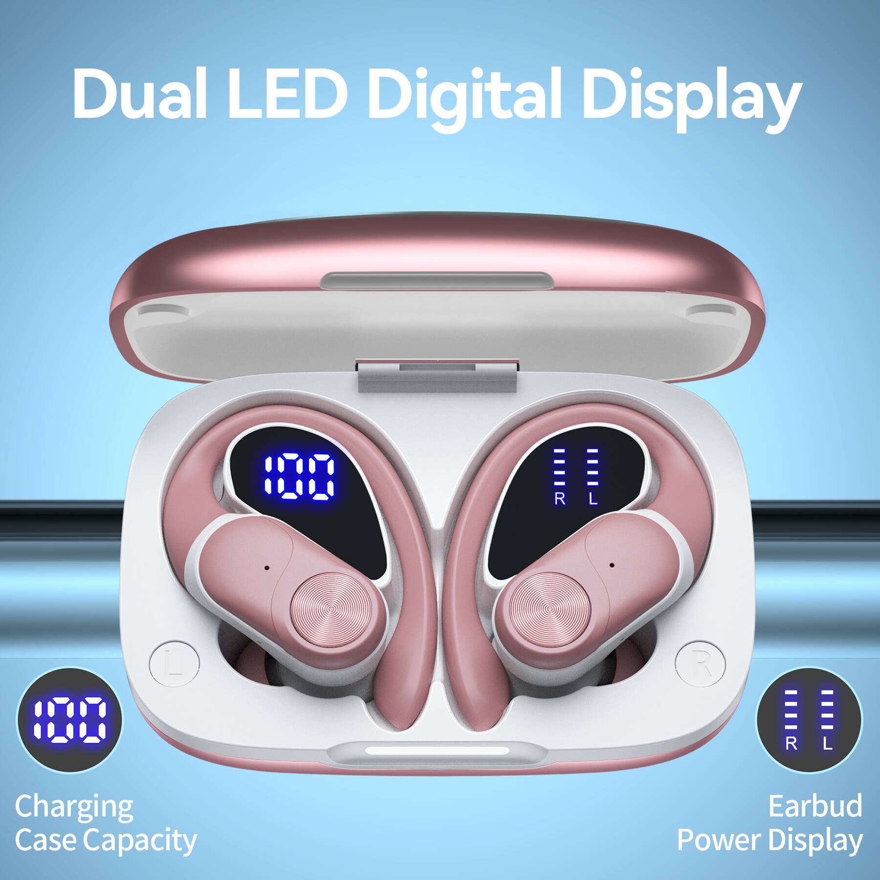 Dual LED Digital Display

R L

Charging Case Capacity

Earbud Power Display