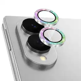 Dteck - Glitter Camera Lens Protector for Samsung Galaxy Z Fold8, Scratch Resistant Tempered Glass Metal Individual Lens Cover - Multicolour