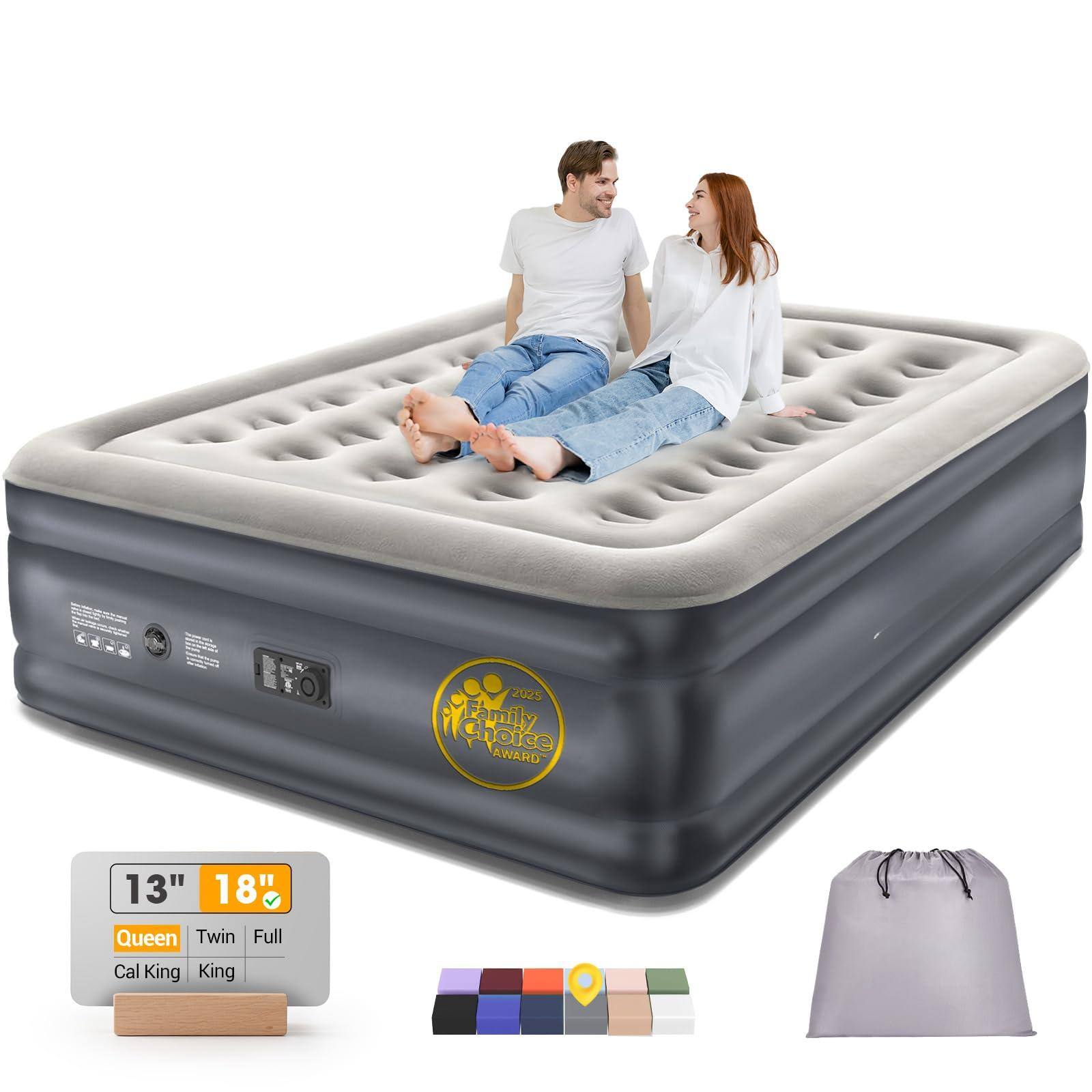 Jadie Link - Air Mattress With Built In Pump Inflatable Blow Up Family Choice Award Winner 18 Colchones Inflables Foldable Bed For Gu - Queen