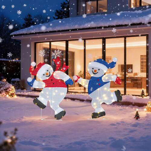 Alt View 8. Winado - 2PCS Portable Christmas Running Snowman 3FT with Lights, Pre-lit 2D for Indoor Outdoor Yard Holiday Party Decorations - Multicolor.