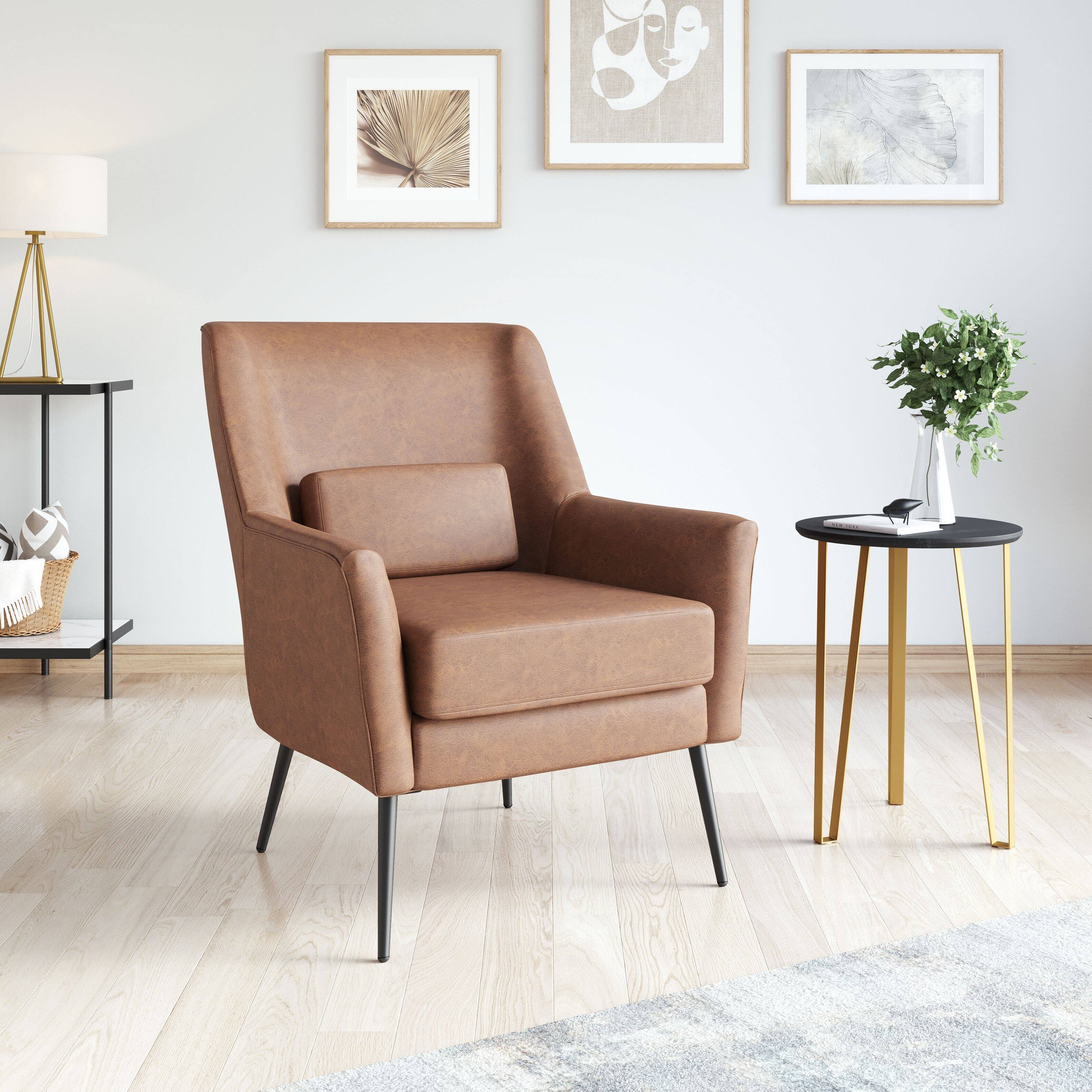 Angle. Hivvago - Ontario Accent Chair Vintage Brown - Vintage Brown.