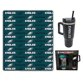 Pegasus - Philadelphia Eagles 60" x 70" Logo Blanket and 30oz Stainless Steel Tumbler Combo - Multicolor