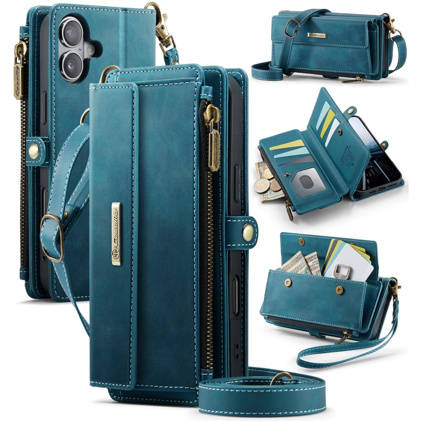 UUCOVER - Folio Wallet Case for Apple iPhone 17 with RFID Blocking Card Slots Cash Holder, Zipper Pocket, Crossbody Strap, Stand - Green price history on PriceWatchPro