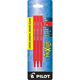 Pilot - FriXion Ball Erasable Gel Pen Ink Refill, Fine Point, 3/Pack - Red ink