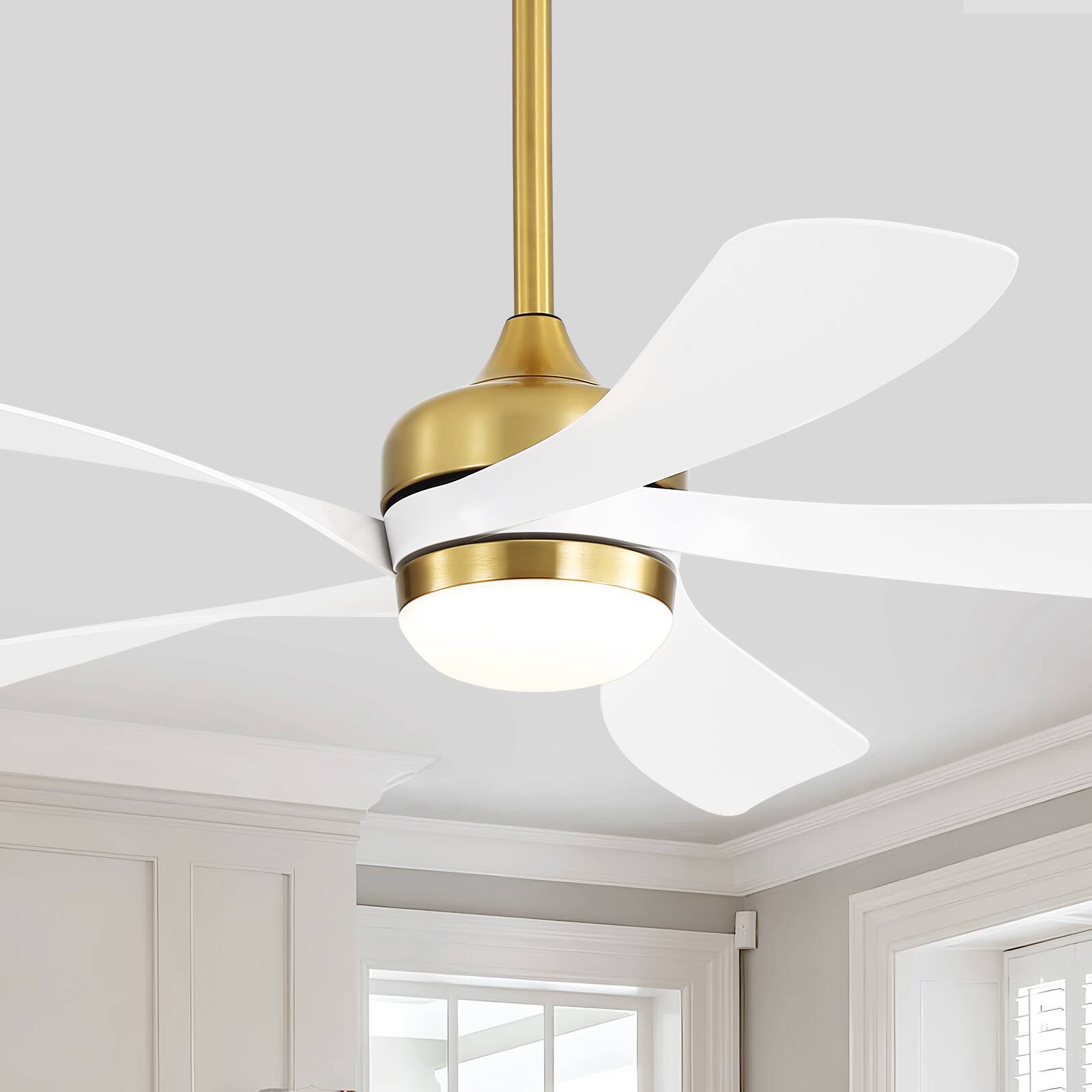 Alt View 7. Sofucor - 52 Inch Ceiling Fan with Remote and Lights Quiet DC Motor 5 Blades High CFM Modern Bedroom Ceiling Fan - Gold-White.