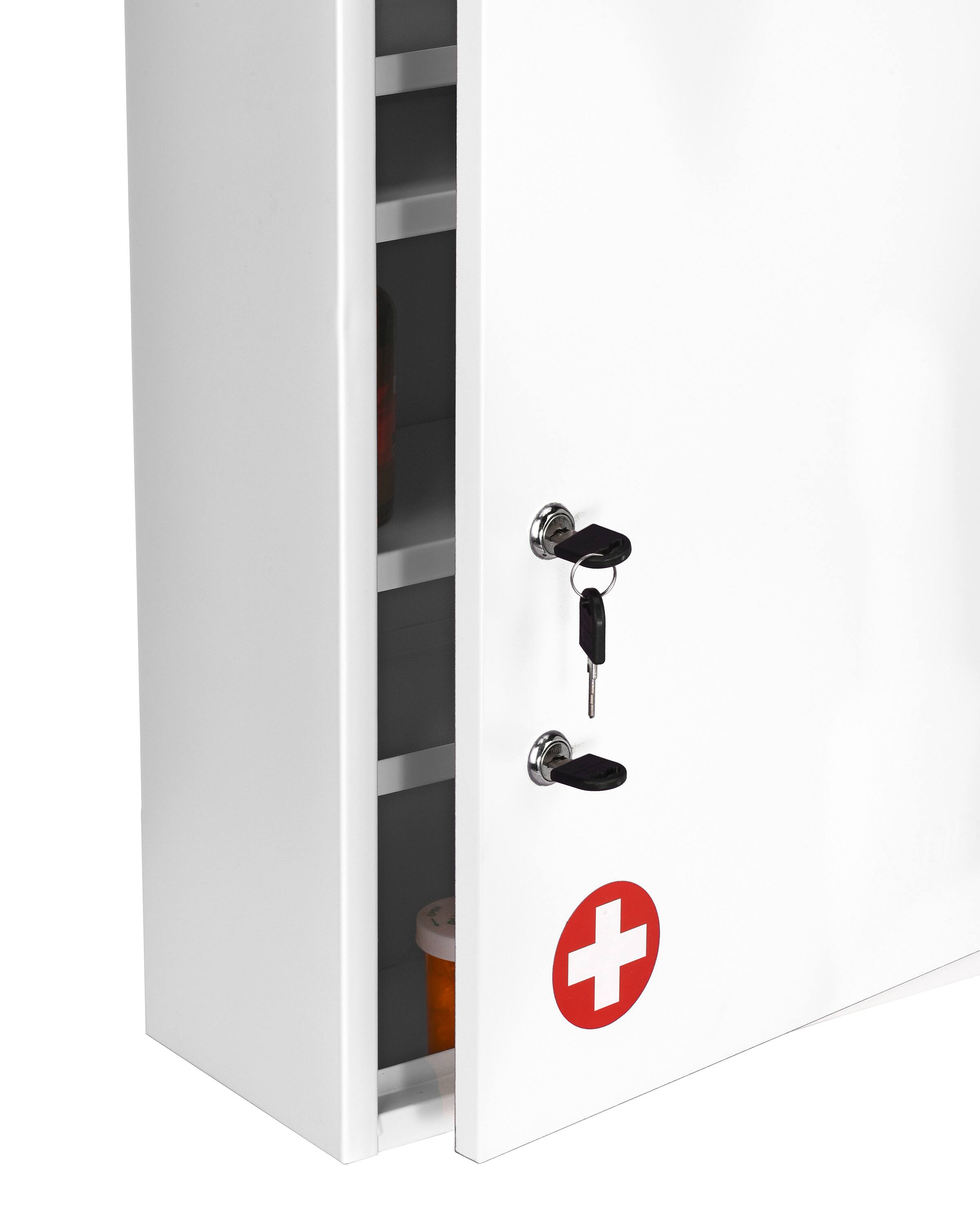 Angle. Viva Comfort - Medicine Cabinet, Large Surface Mount Bathroom Security Cabinet with Dual Lock - White.