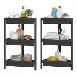 Gymax - 2-Pack 3-Tier Shelf w/Detachable Design & Drainage Holes Freestanding Storage - Black