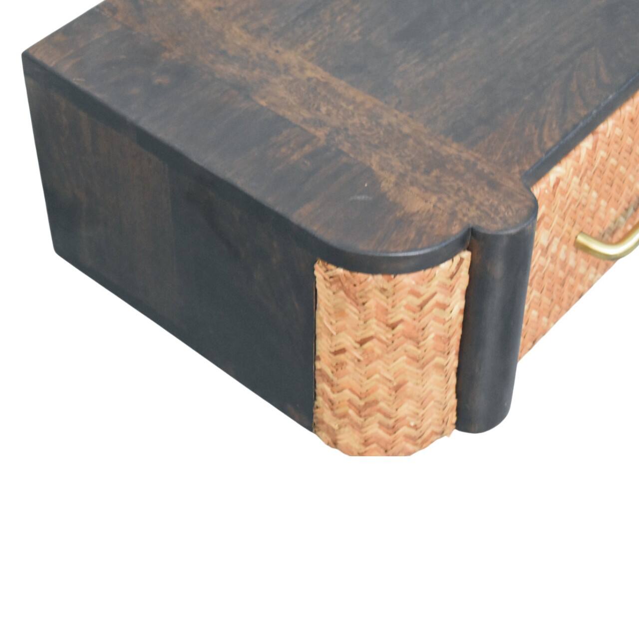 Alt View 2. Artisan Furniture - Artisan Furniture Solid Wood Rattan Curve Wall-Mounted Drawer - Dark Brown.