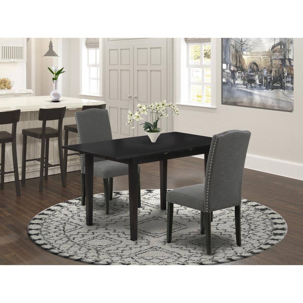Back. East West Furniture - Dining Table- Parson Chairs - Brown.