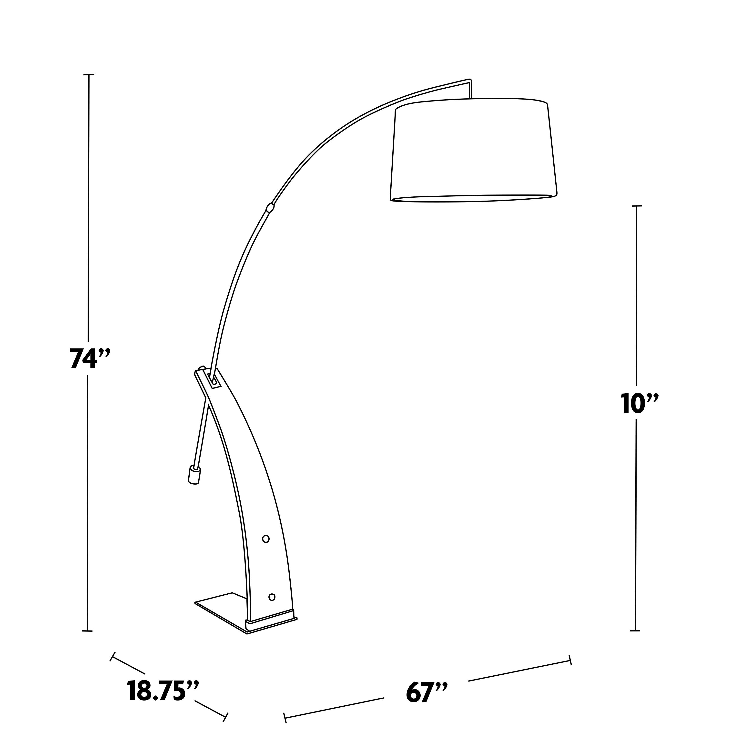 74" 10" 18.75" 67"