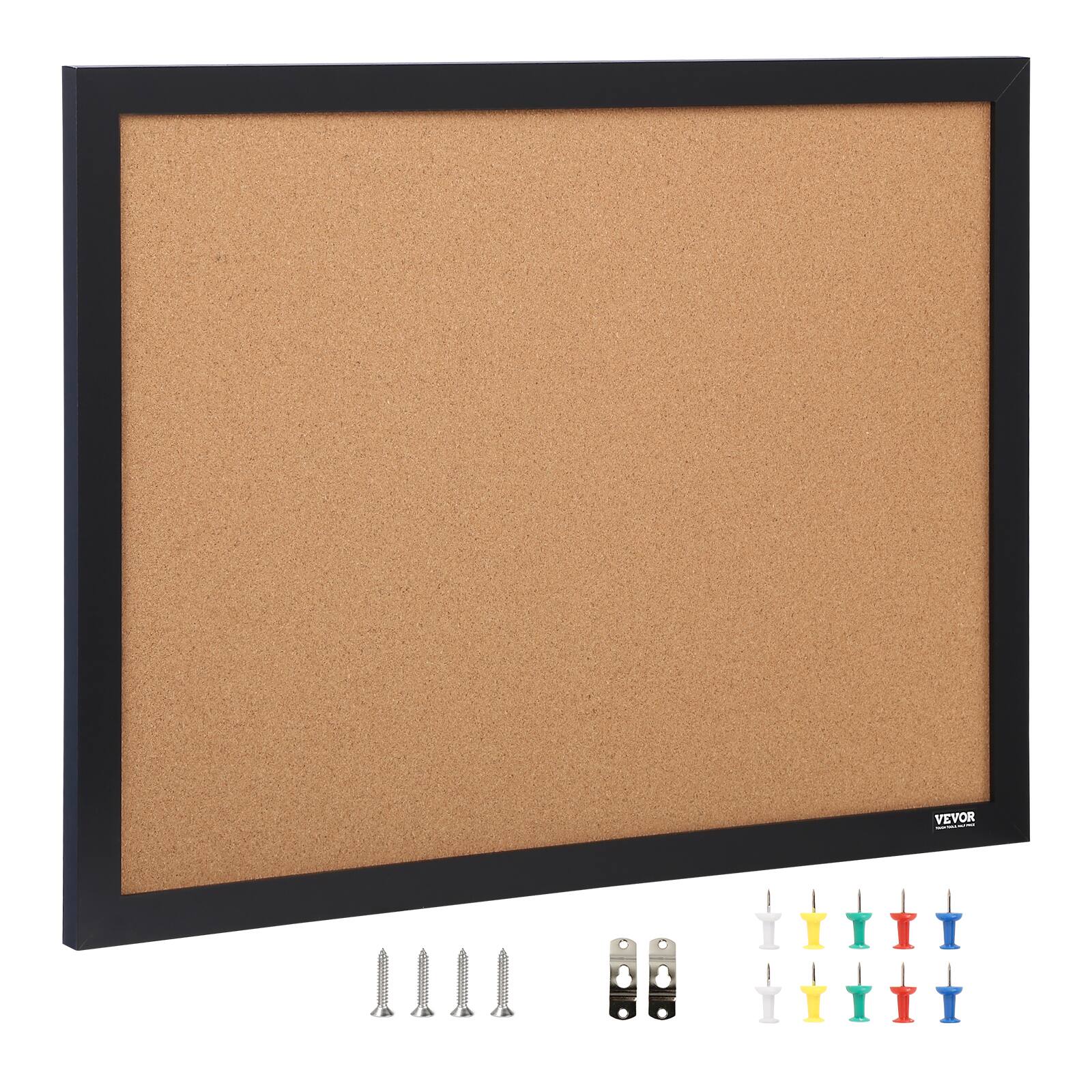 Alt View 5. VEVOR - Cork Board, 36x24 inches Bulletin Board with MDF Sticker Frame, Vision Board Includes 10 Pushpins.