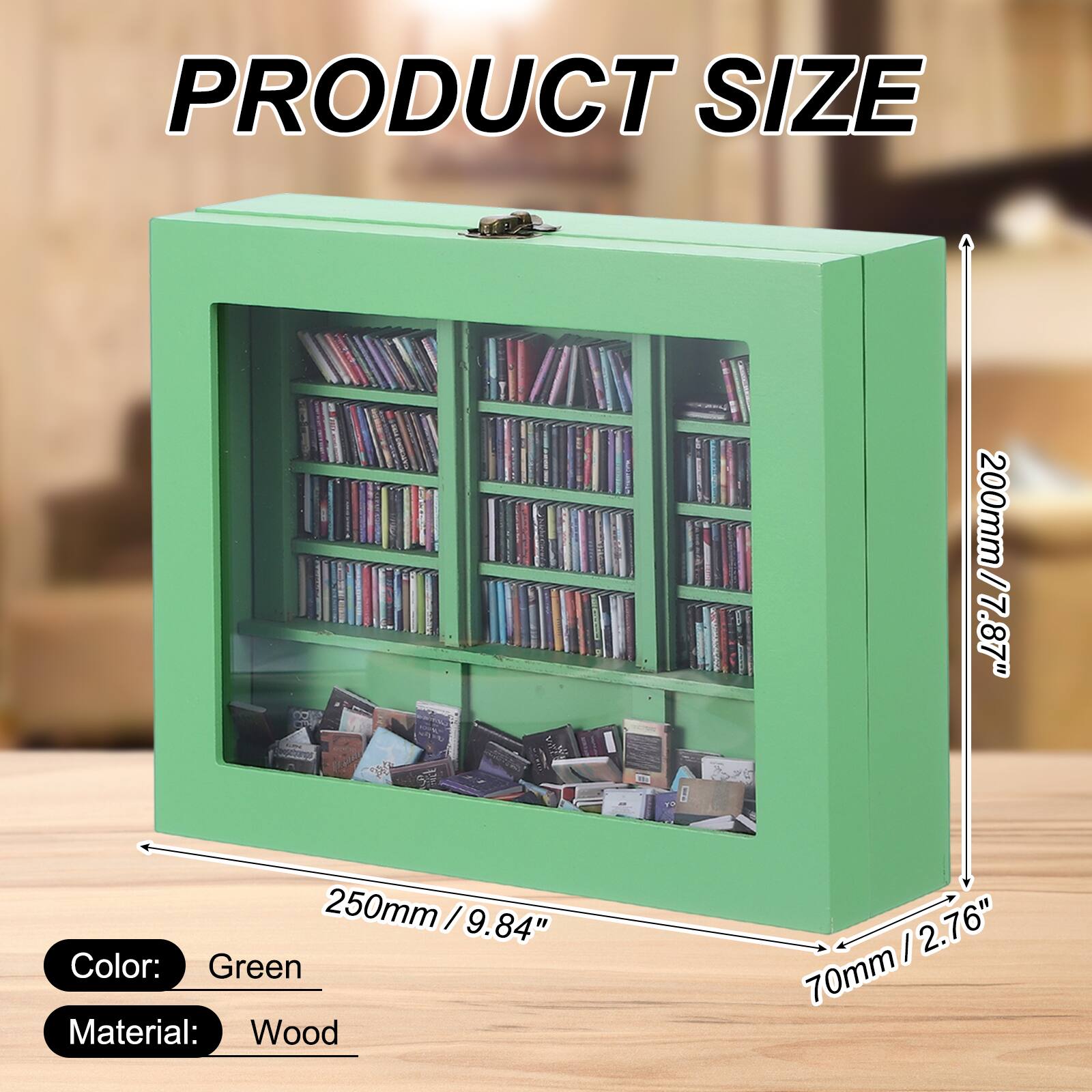 PRODUCT SIZE  
200mm / 7.87"  
250mm / 9.84"  
70mm / 2.76"  

Color: Green  
Material: Wood
