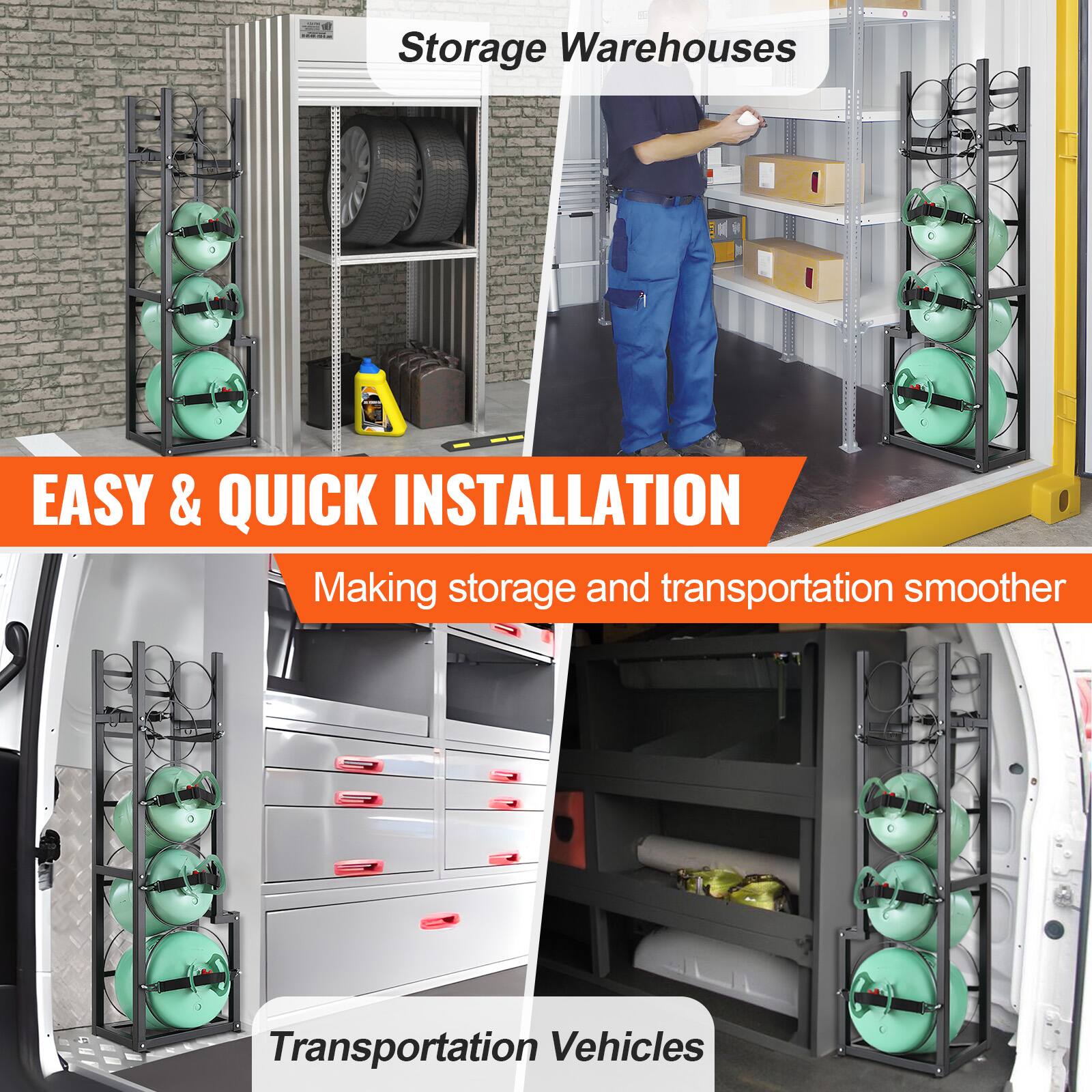 Storage Warehouses  
EASY & QUICK INSTALLATION  
Making storage and transportation smoother  
Transportation Vehicles