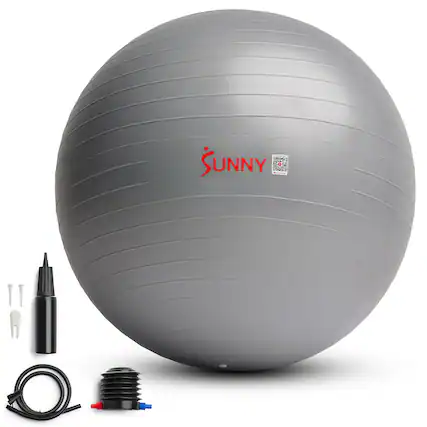 Front. Sunny Health & Fitness - Premium Yoga Ball - Light Grey.