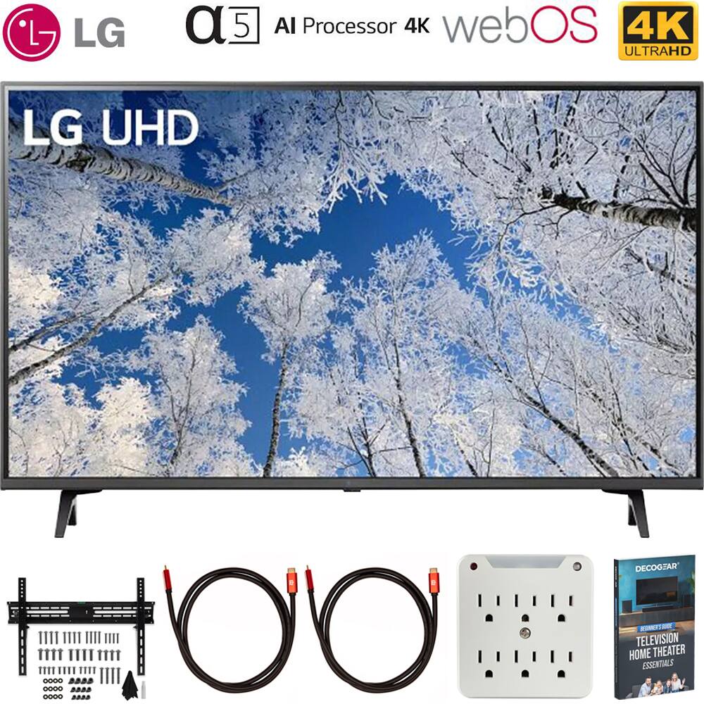 LG UHD  
AI Processor 4K webOS  
4K ULTRAHD  

LG UHD  

TELEVISION HOME THEATER ESSENTIALS