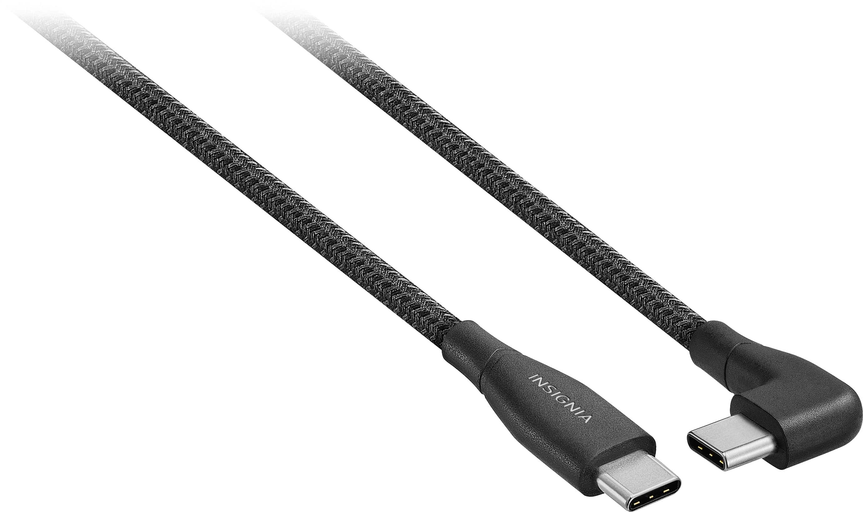 Alt View 1. Insignia™ - 7' USB-C to Right-Angle USB-C Braided Charging Cable - Black.