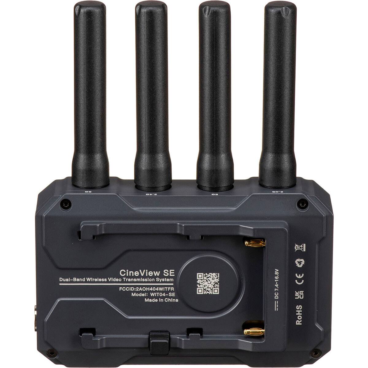 CineView SE Dual-Band Wireless Video Transmission System  
FCCID: 2AOH404WITFR  
Model: WIT04-SE  
Made In China  
DC 7.4~16.8V  
CE UK CA RoHS