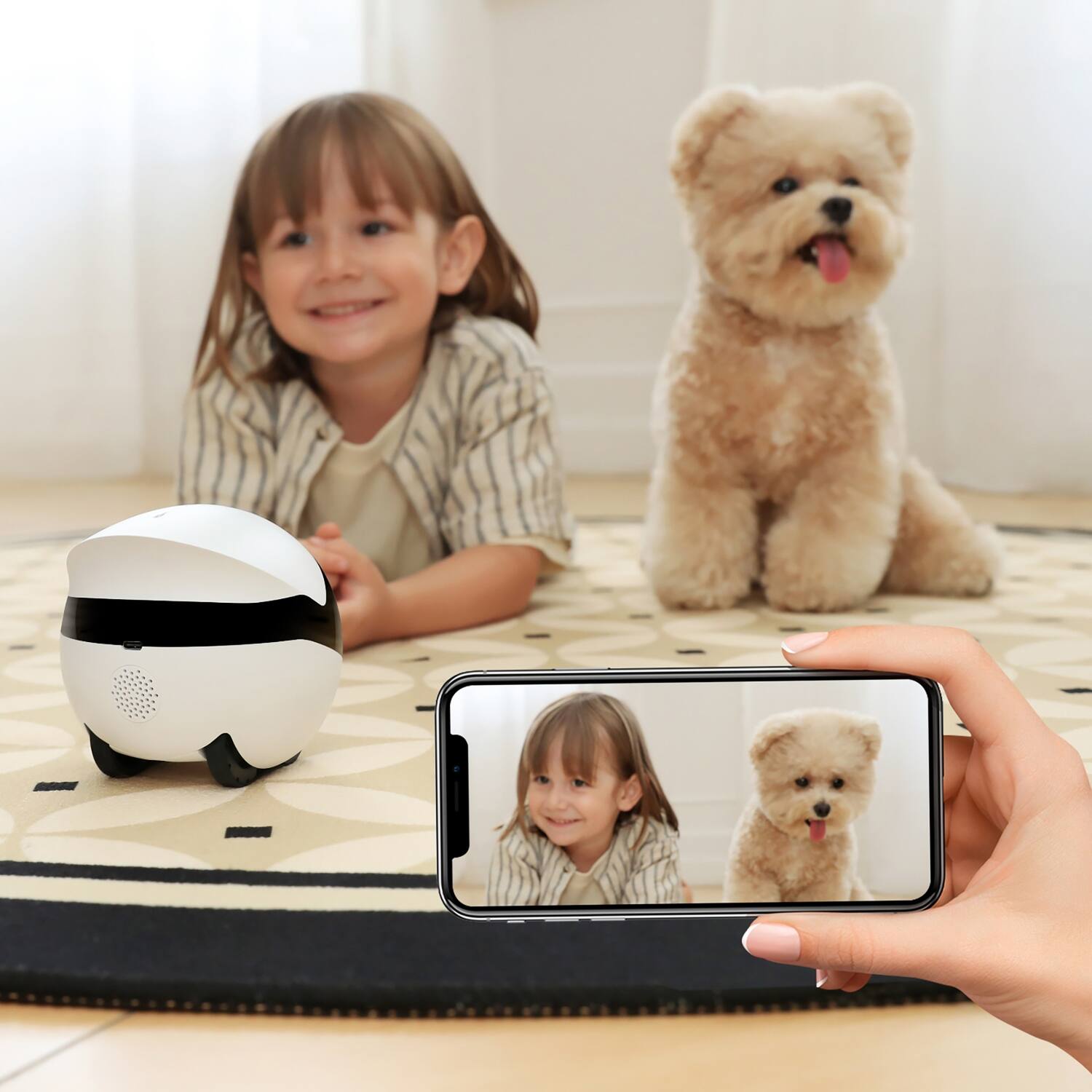 Angle. Enabot - Eb2303311 Rola Mini Companion Robot With 2k Qhd Camera And Built-in Call Button With 2-way Voice - White.
