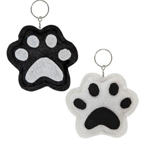 BreeBe - *Paw Print Black & White Keychain 2 Asstd - Black, White