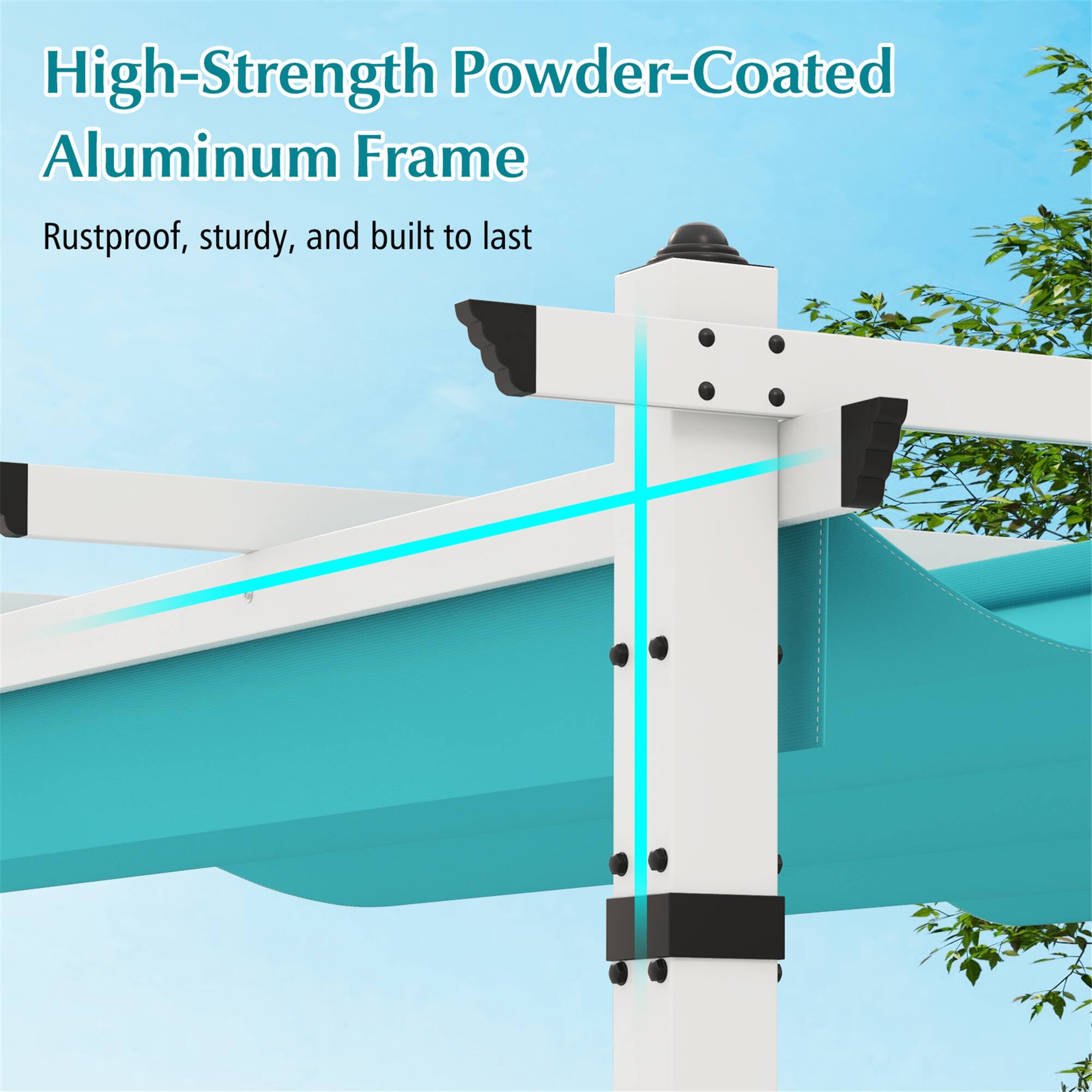 High-Strength Powder-Coated Aluminum Frame  
Rustproof, sturdy, and built to last