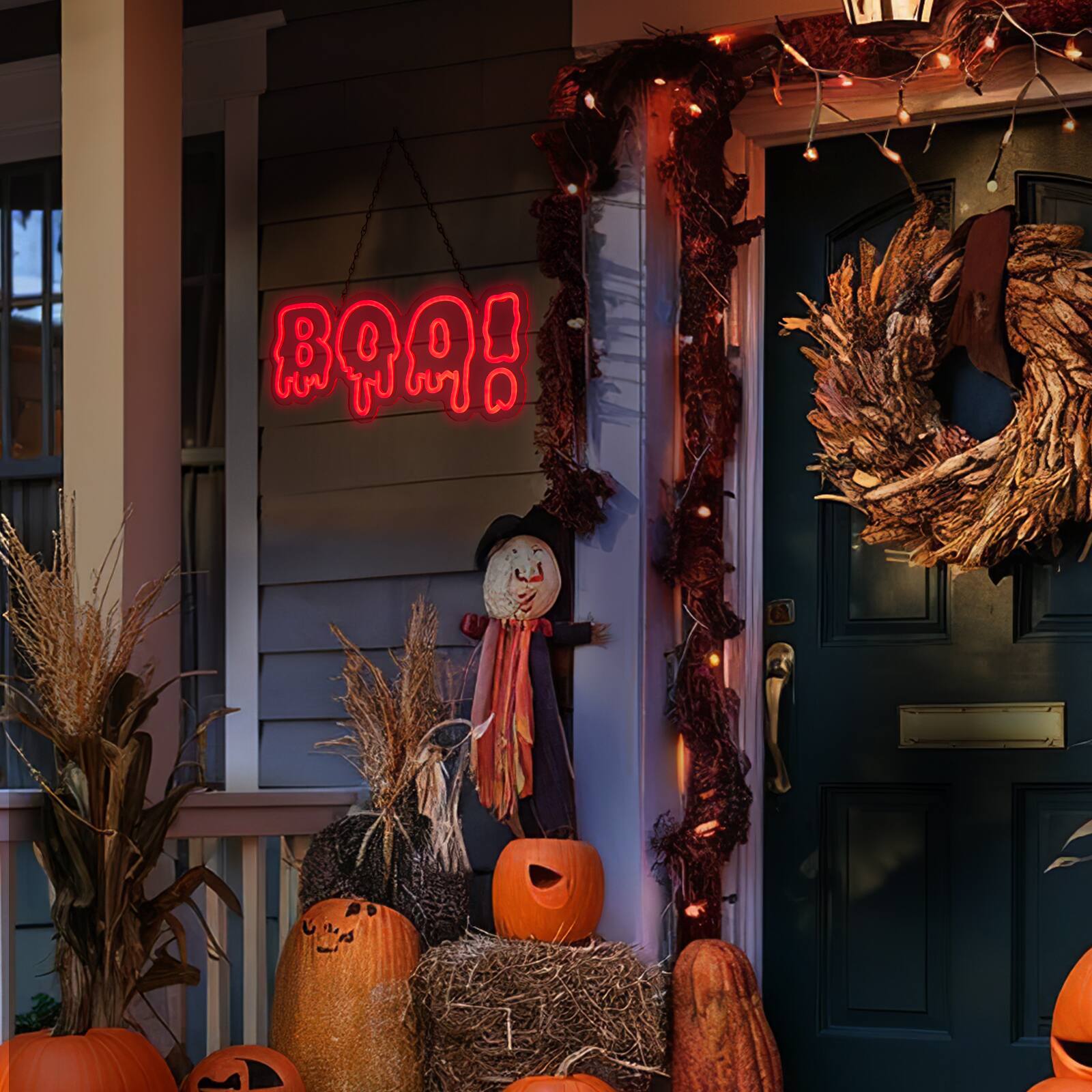 Alt View 9. Fitnate - "BOO" Halloween Neon Sign - Red.