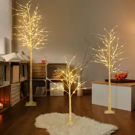Oumilen - 4FT+6FT+8FT Lighted Birch Tree with Warm White LED Lightsfor Indoor Outdoor Christmas, Wedding, Party and Home Decor