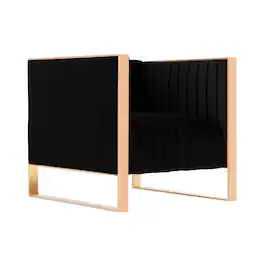 Manhattan Comfort - Trillium Mid-Century Modern Velvet Lounge Chair - Black