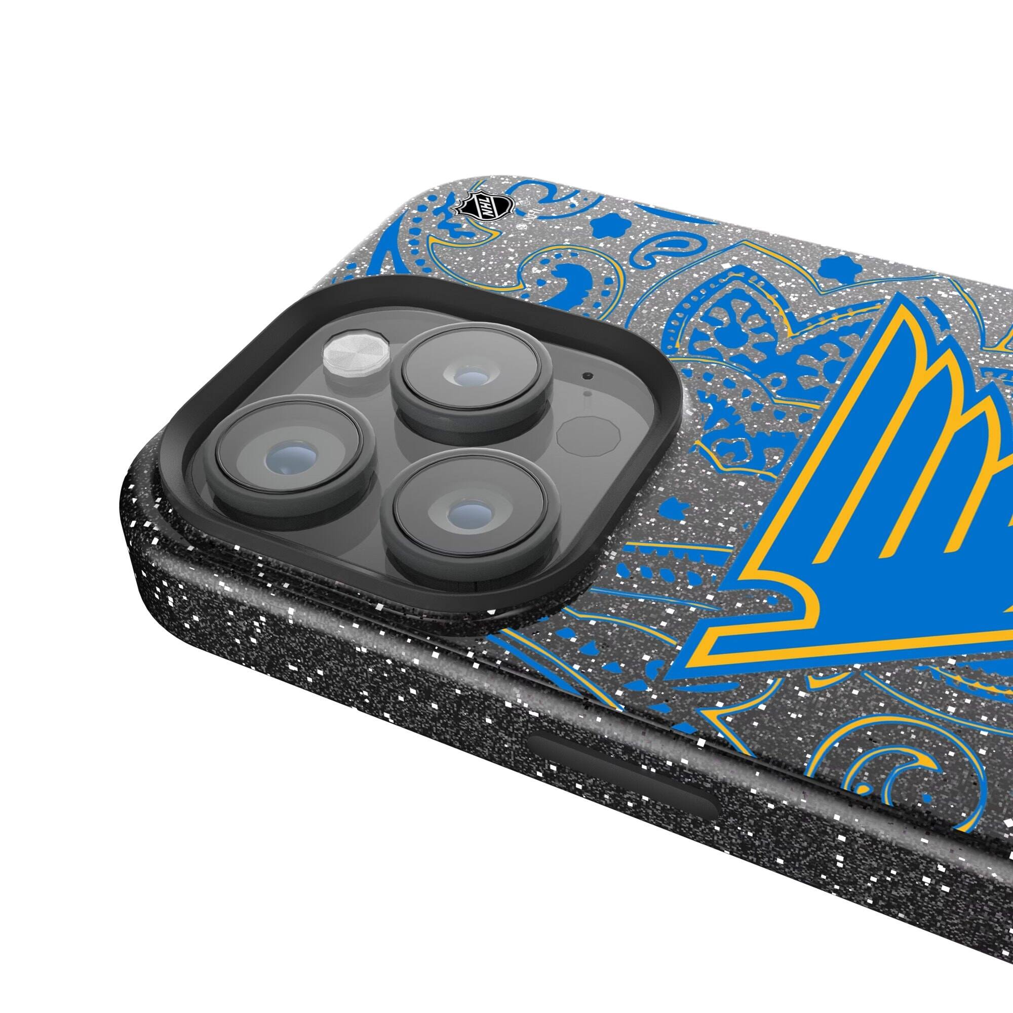 Alt View 3. Keyscaper - Black St. Louis Blues Paisley Bling iPhone Case - 14 Pro Max - Black.