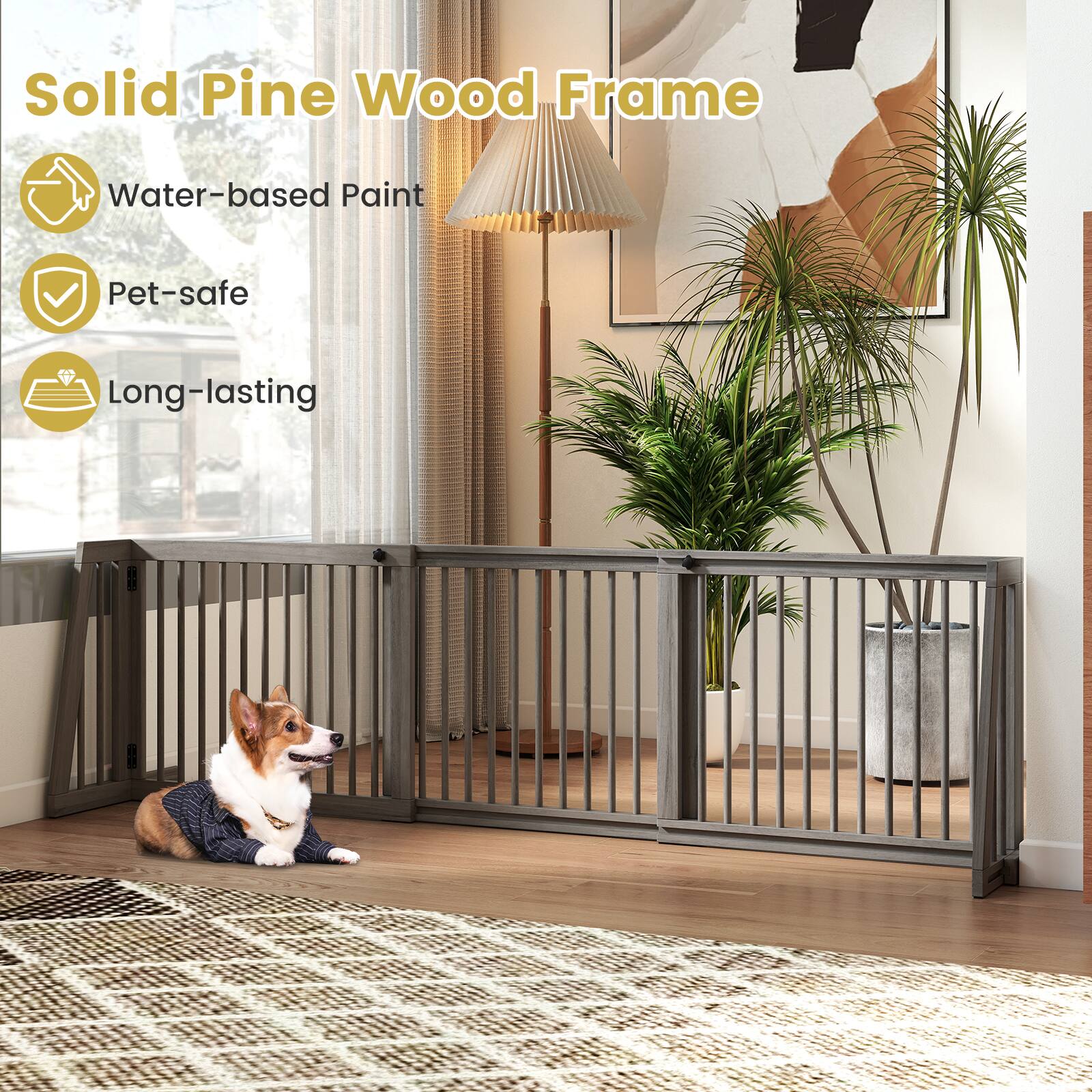 Solid Pine Wood Frame  
Water-based Paint  
Pet-safe  
Long-lasting