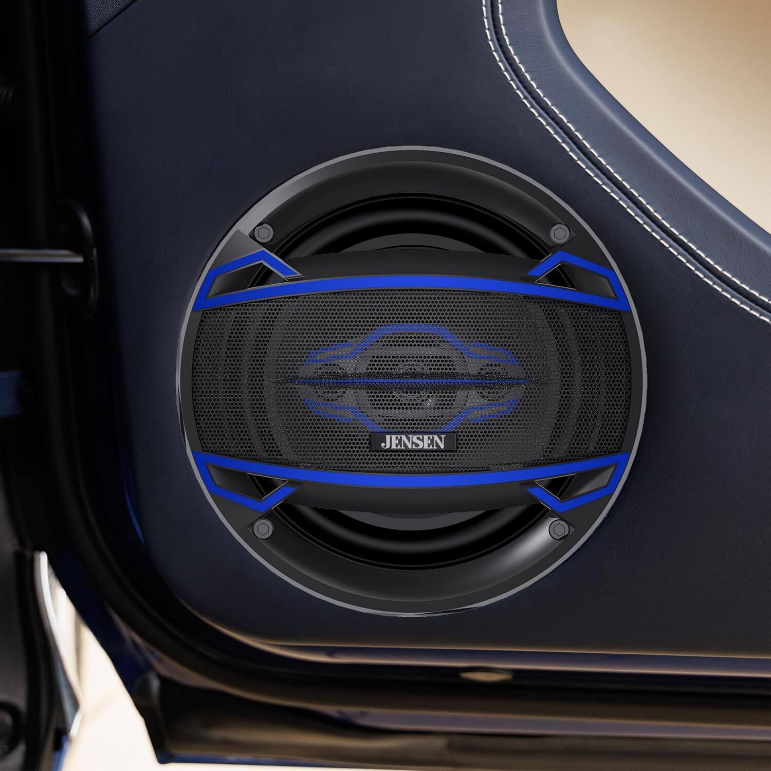 Alt View 4. Jensen - Jensen JS6504 6.5" 4-Way Car Speakers Pair | 320W Peak | 35mm Dome Midrange | Two 15mm Piezo Tweeters - Black.