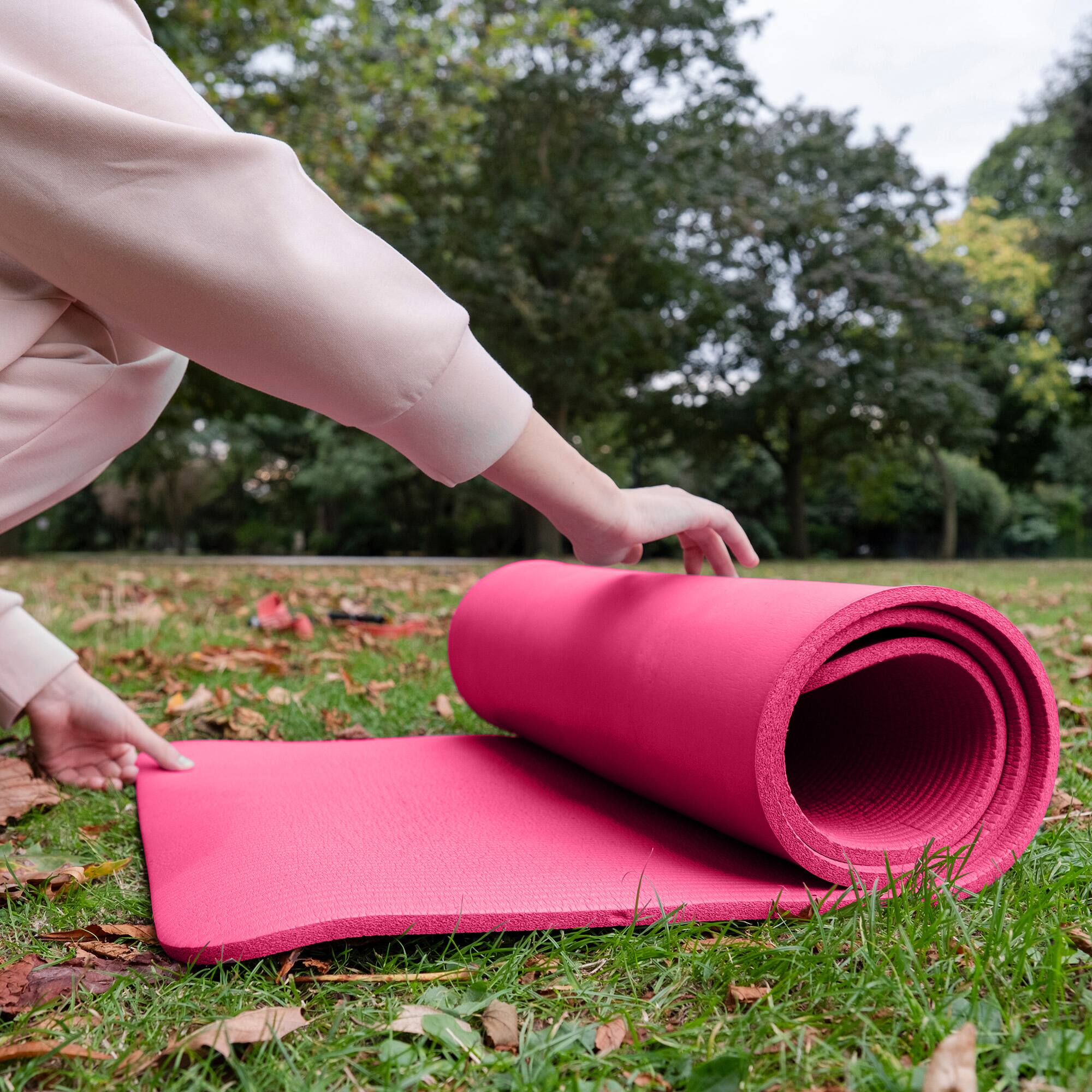 Alt View 4. BalanceFrom Fitness - BalanceFrom GoCloud 1" Extra Thick Exercise Yoga Mat with Carrying Strap, Pink - Pink.