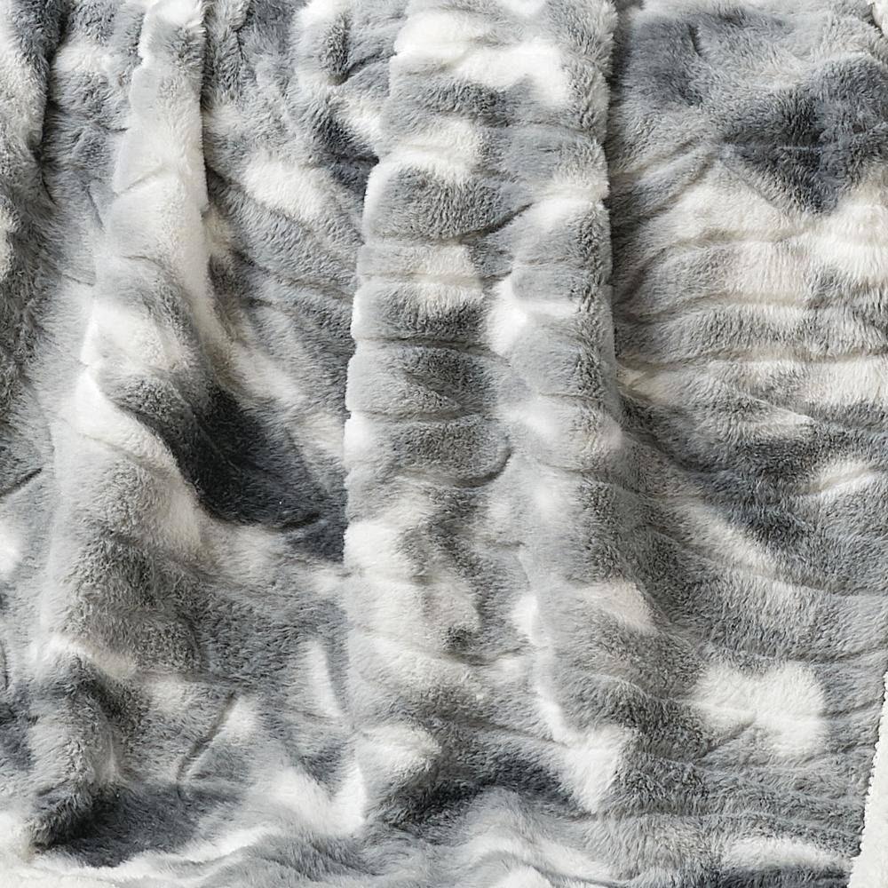 Alt View 3. Noble House - Plazatex Alaska Sherpa Decorative Super Soft Throw Blanket for Sleep/Decor 50" X 60" Grey - Grey.