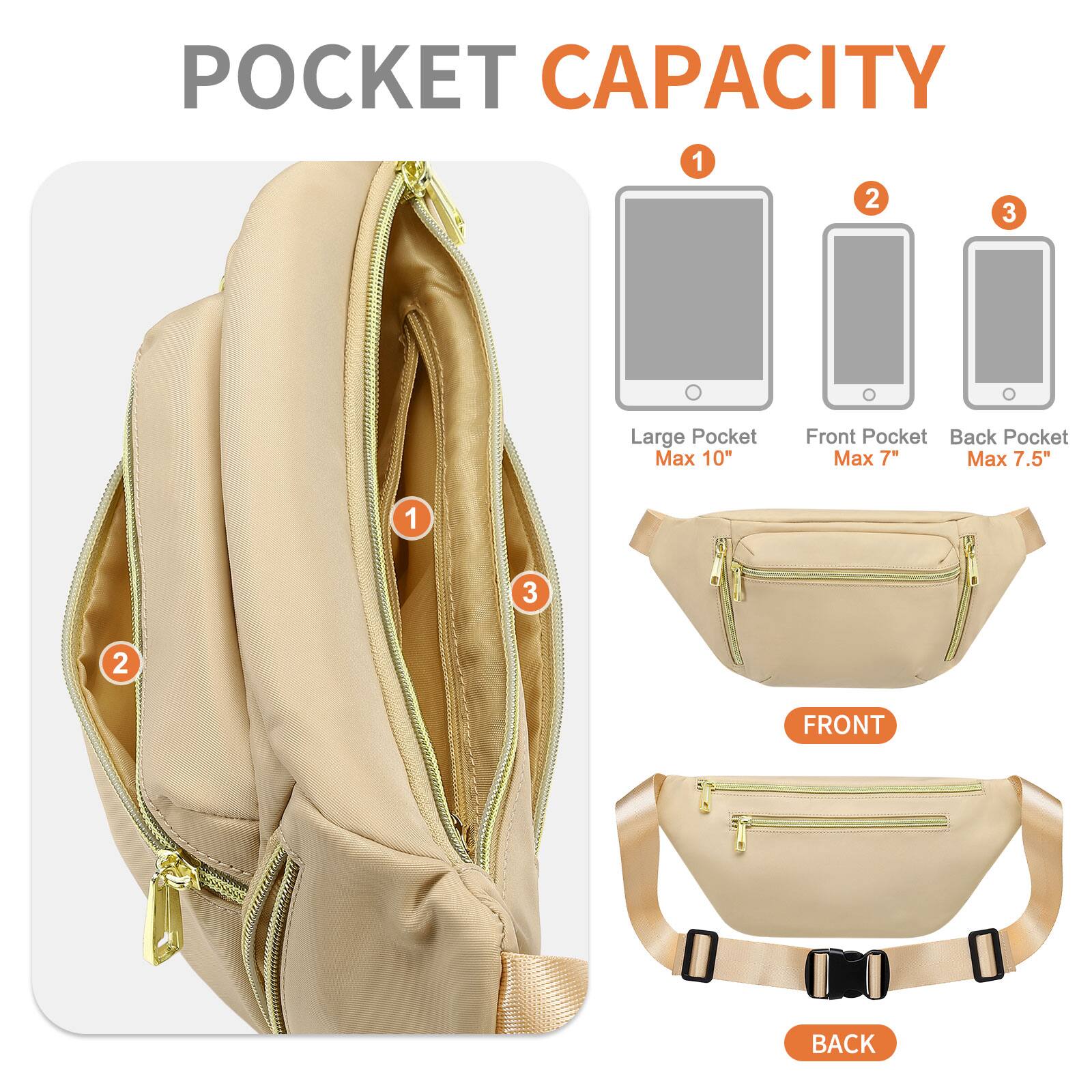 POCKET CAPACITY

1. Large Pocket Max 10"
2. Front Pocket Max 7"
3. Back Pocket Max 7.5"

FRONT
BACK