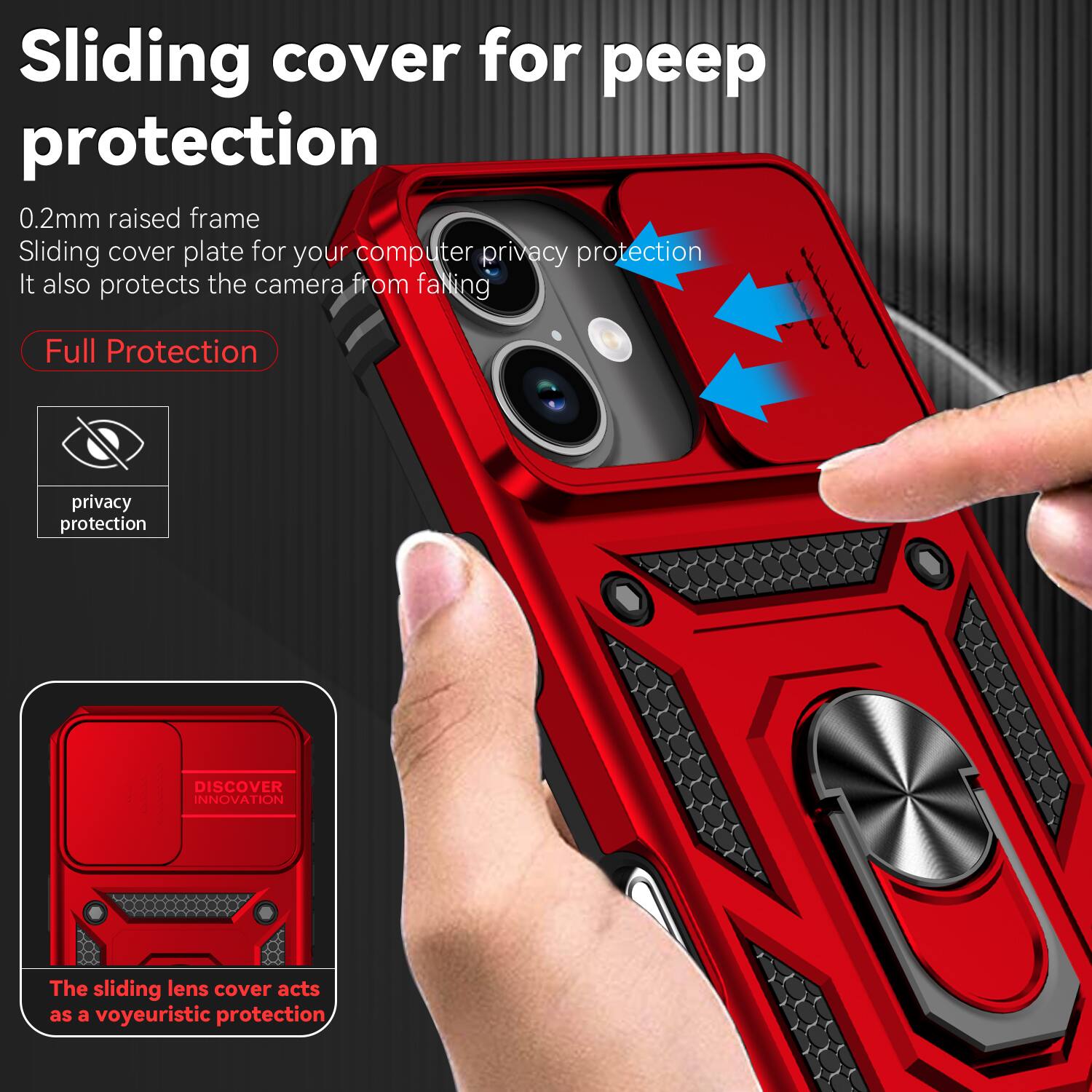 Sliding cover for peep protection

0.2mm raised frame
Sliding cover plate for your computer privacy protection
It also protects the camera from falling

Full Protection

privacy protection

DISCOVER INNOVATION

The sliding lens cover acts as a voyeuristic protection